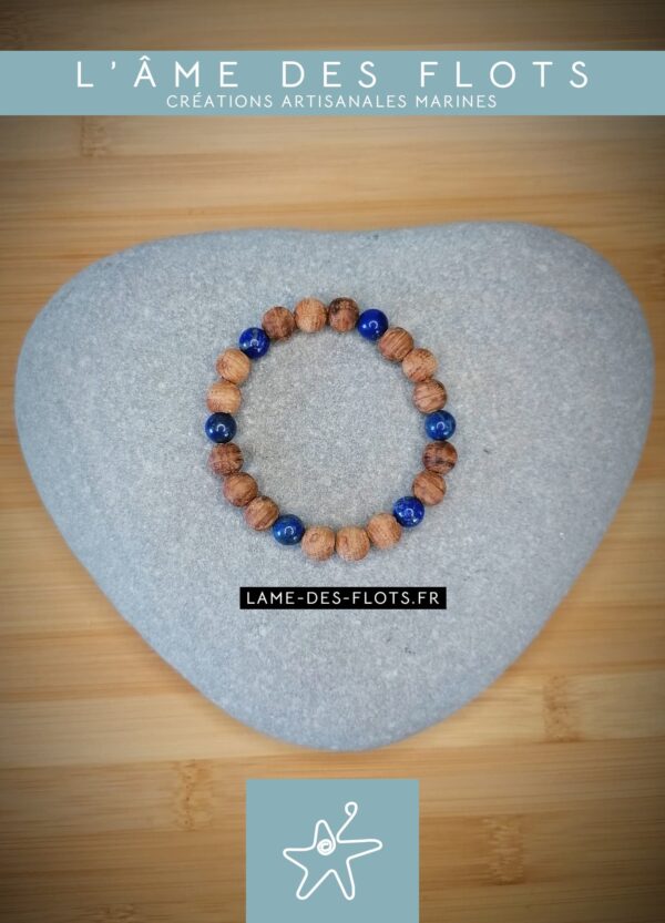 Bracelet perle de chêne Lapis Lazuli