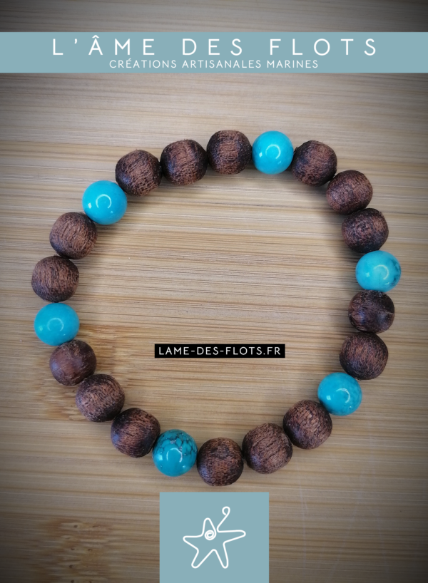 Bracelet okoumé turquoise